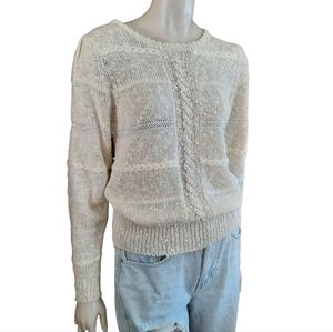 Vintage 70s Sweater size Small Cream Nubby Texture Preppy